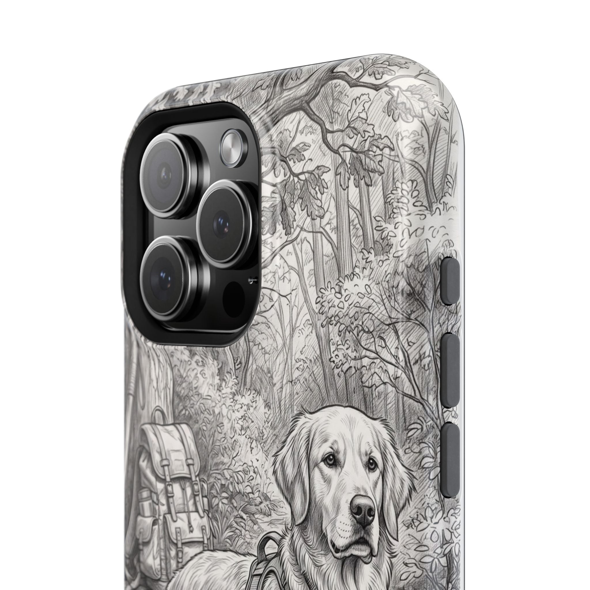 Personalized Golden Retriever Woodland Trail Phone Case — Wireless Charging Cover