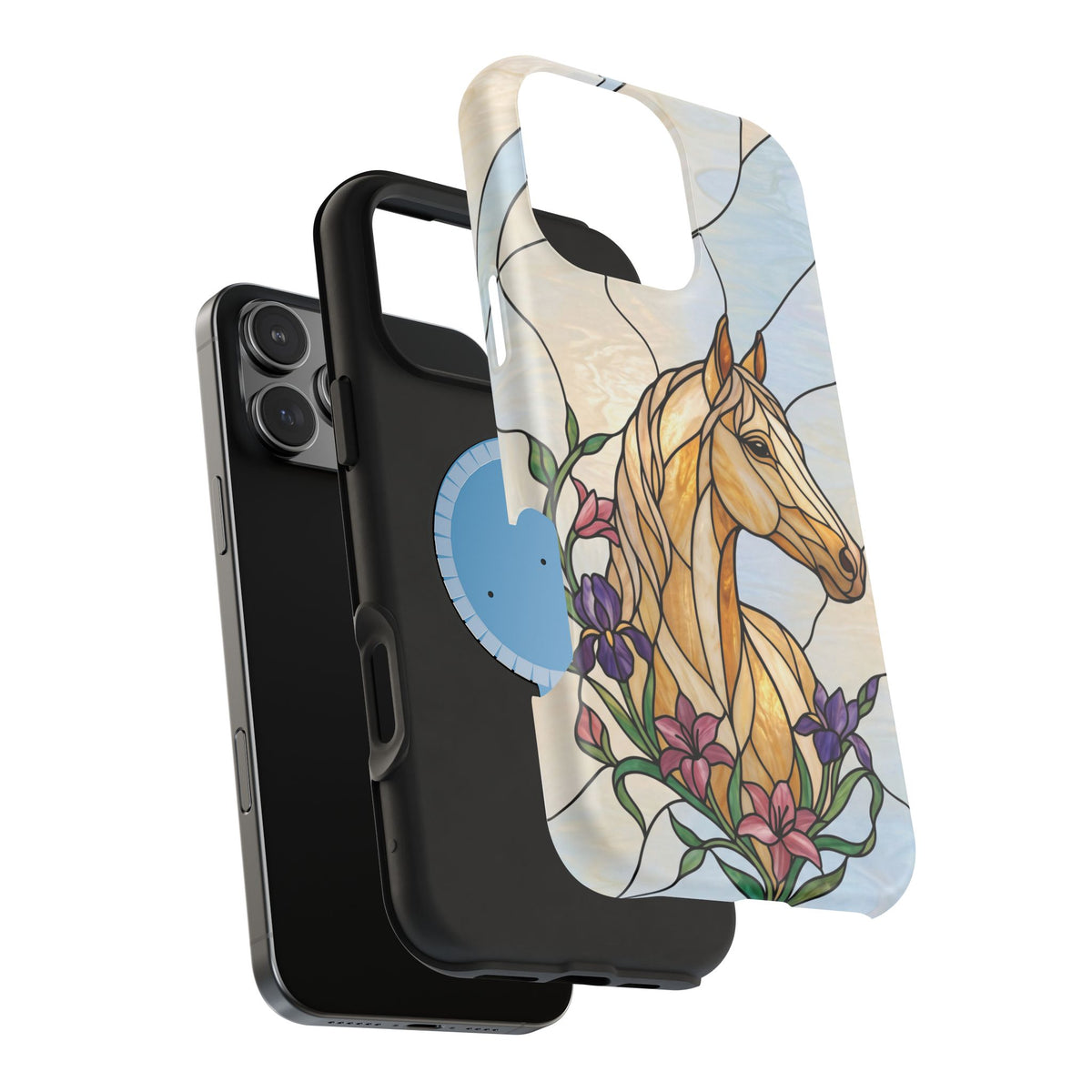 Floral Stained Glass Horse Phone Case — Tough Magnetic Case with Wireless Charging