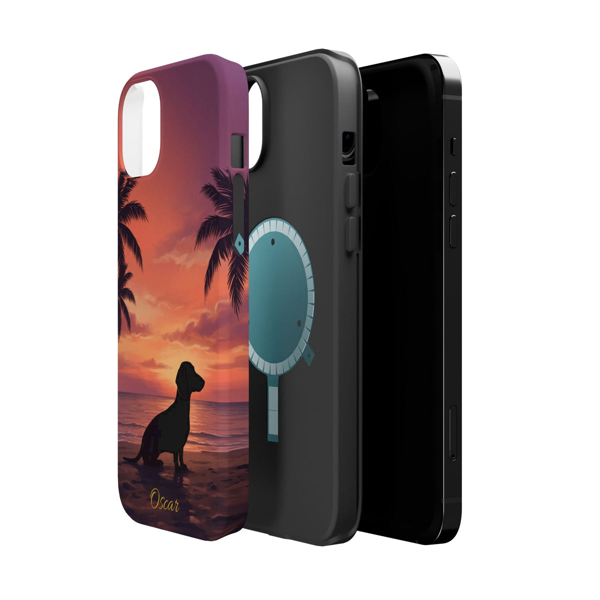 Personalized Dachshund Tropical Beach Sunset Phone Case — Wireless Charging Cover