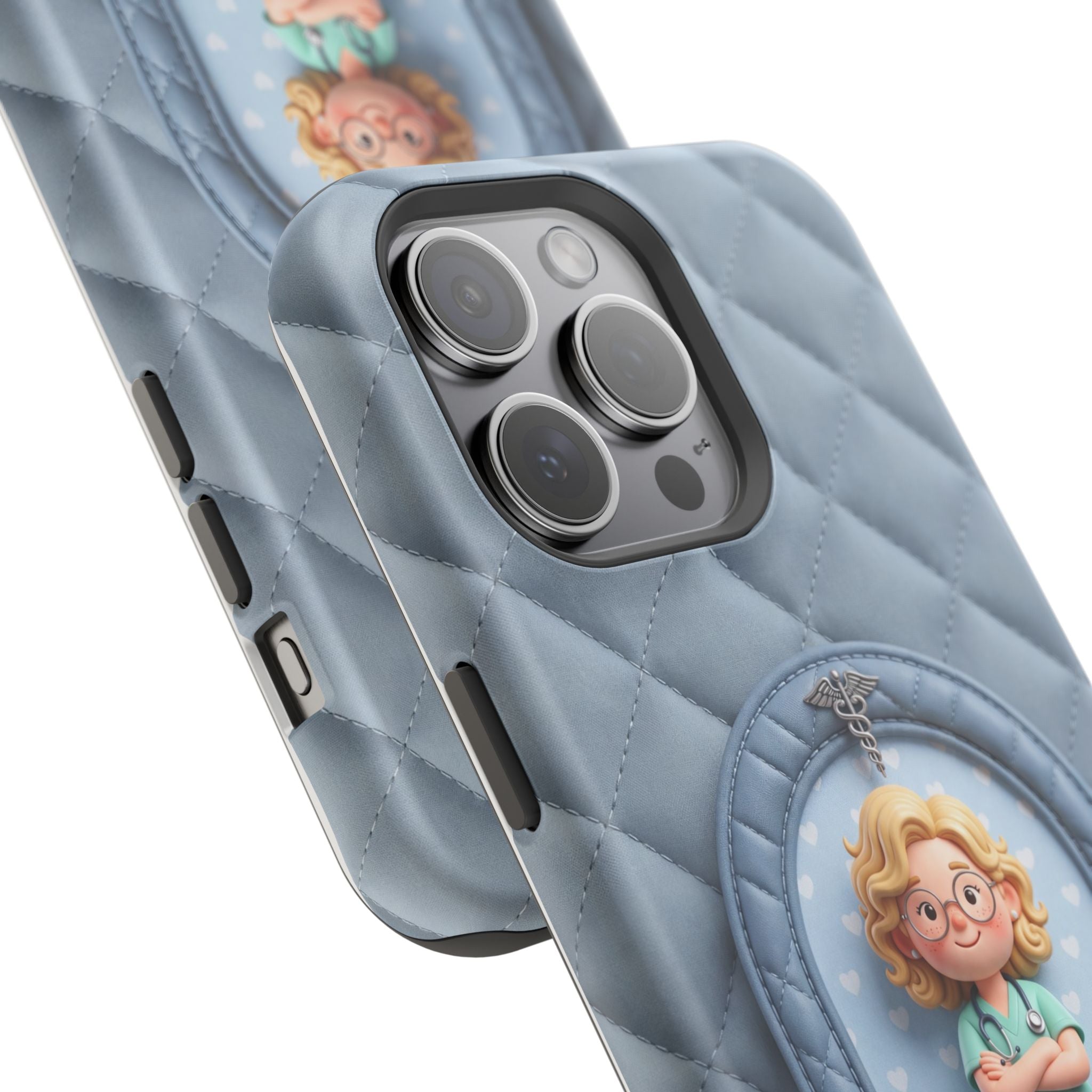 Personalized Quilted Nurse Phone Case — Wireless Charging Cover