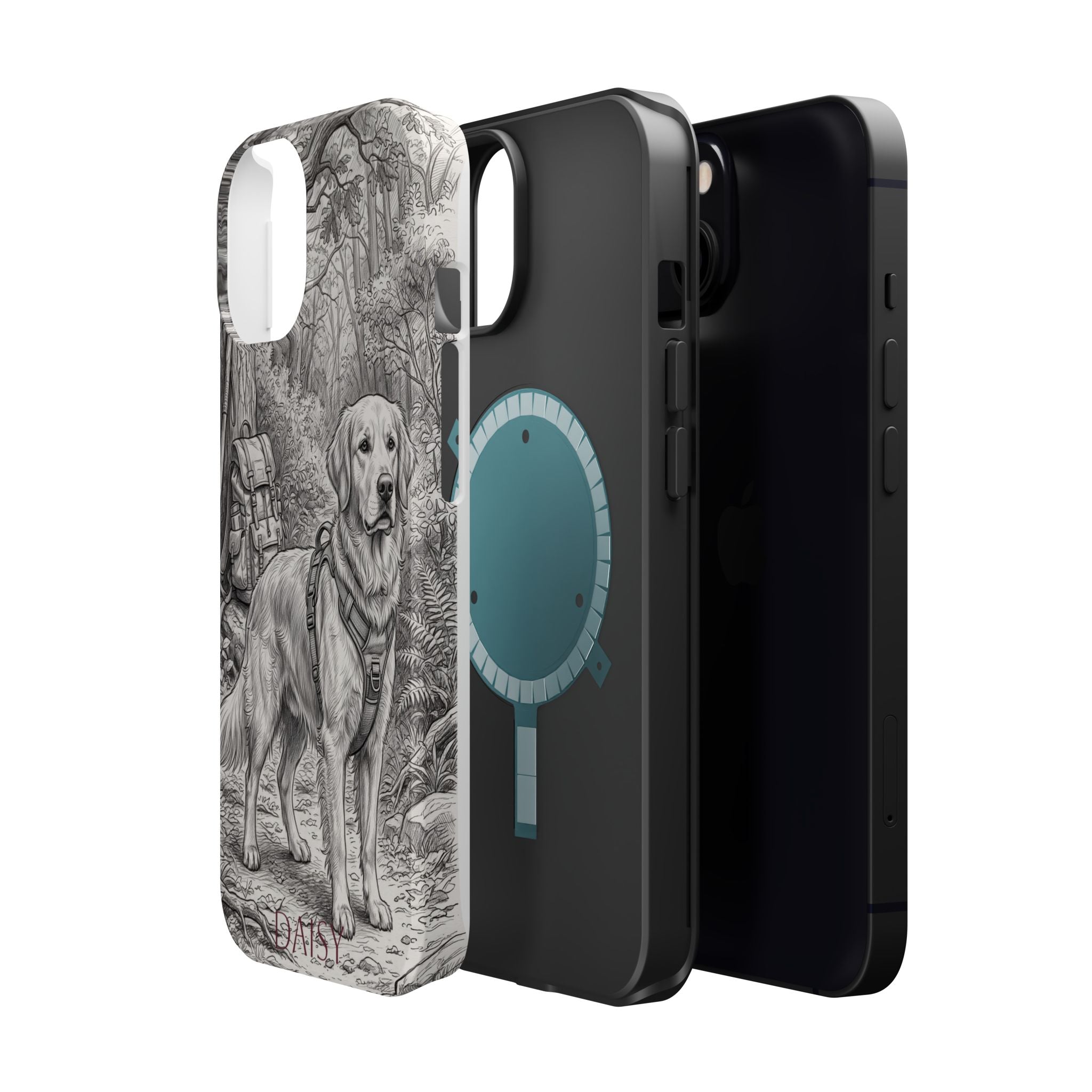 Personalized Golden Retriever Woodland Trail Phone Case — Wireless Charging Cover
