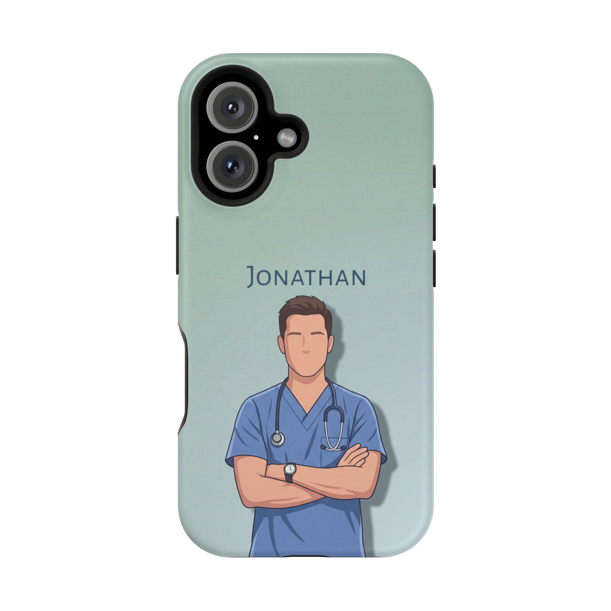 Personalized Nurse Portrait Phone Case — Impact-Resistant Wireless Charging Cover