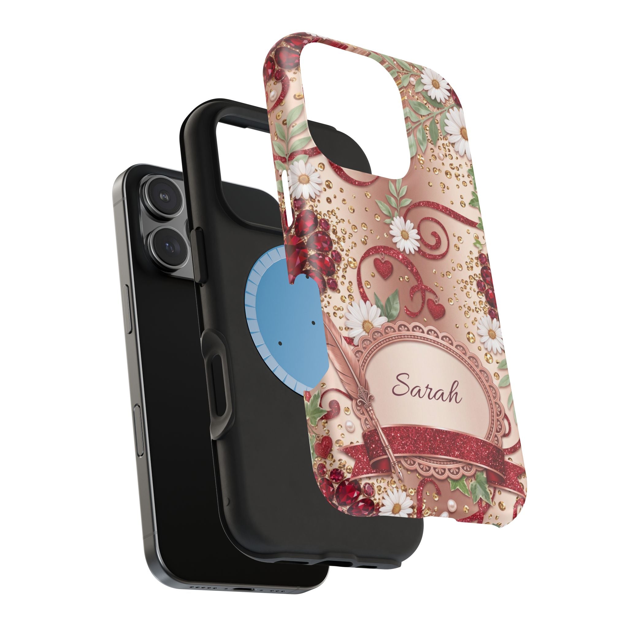 Personalized Vintage Floral Teacher Phone Case — Wireless Charging Cover