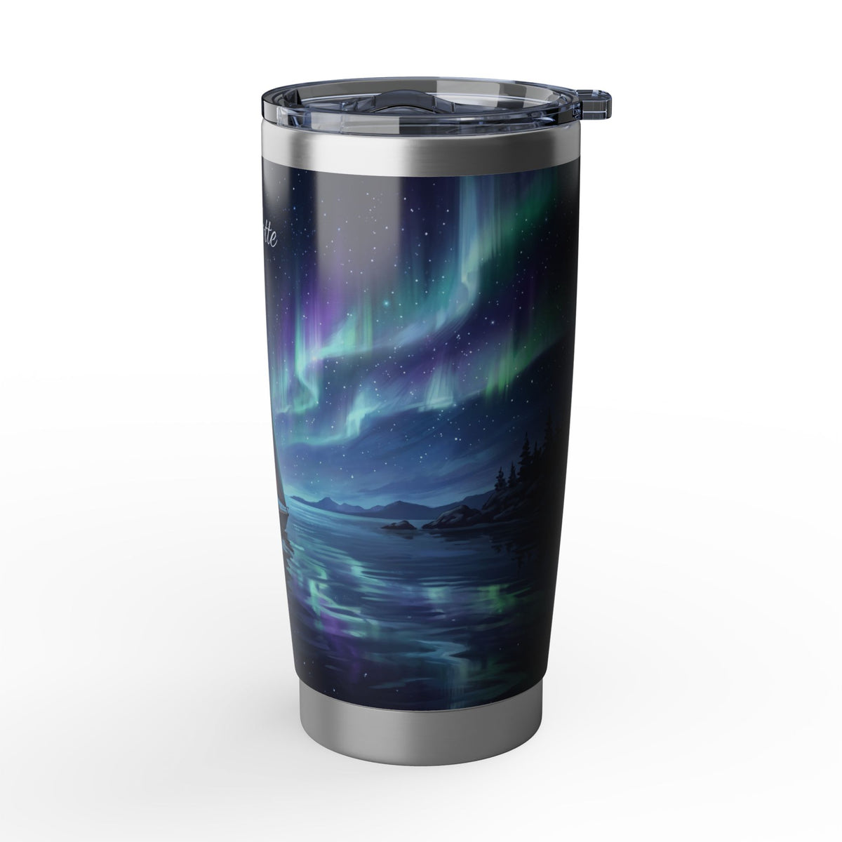 Sailing Personalized Tumbler | Aurora Borealis Art — 20 oz Stainless Travel Mug