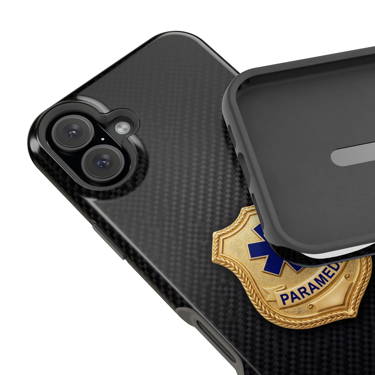 Gold Paramedic Badge Black Phone Case — Magnetic Wireless Charging Cover