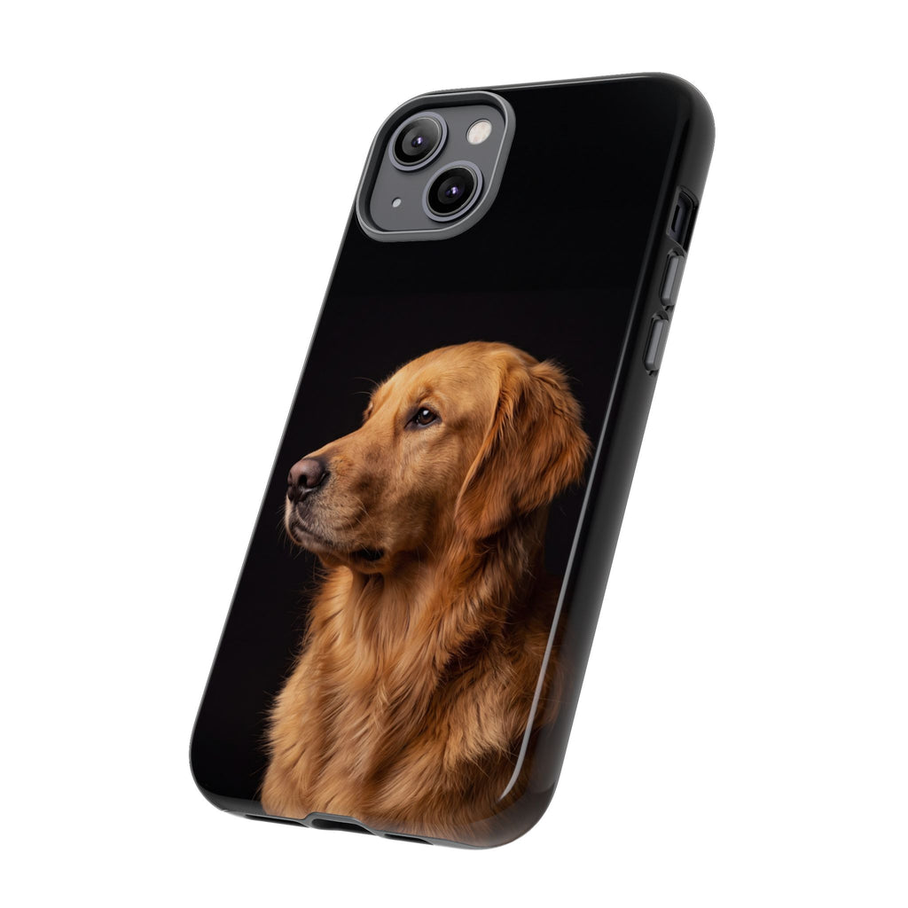 Golden Retriever Portrait Phone Case | Realistic Dog Photo on Black Background | iPhone & Samsung