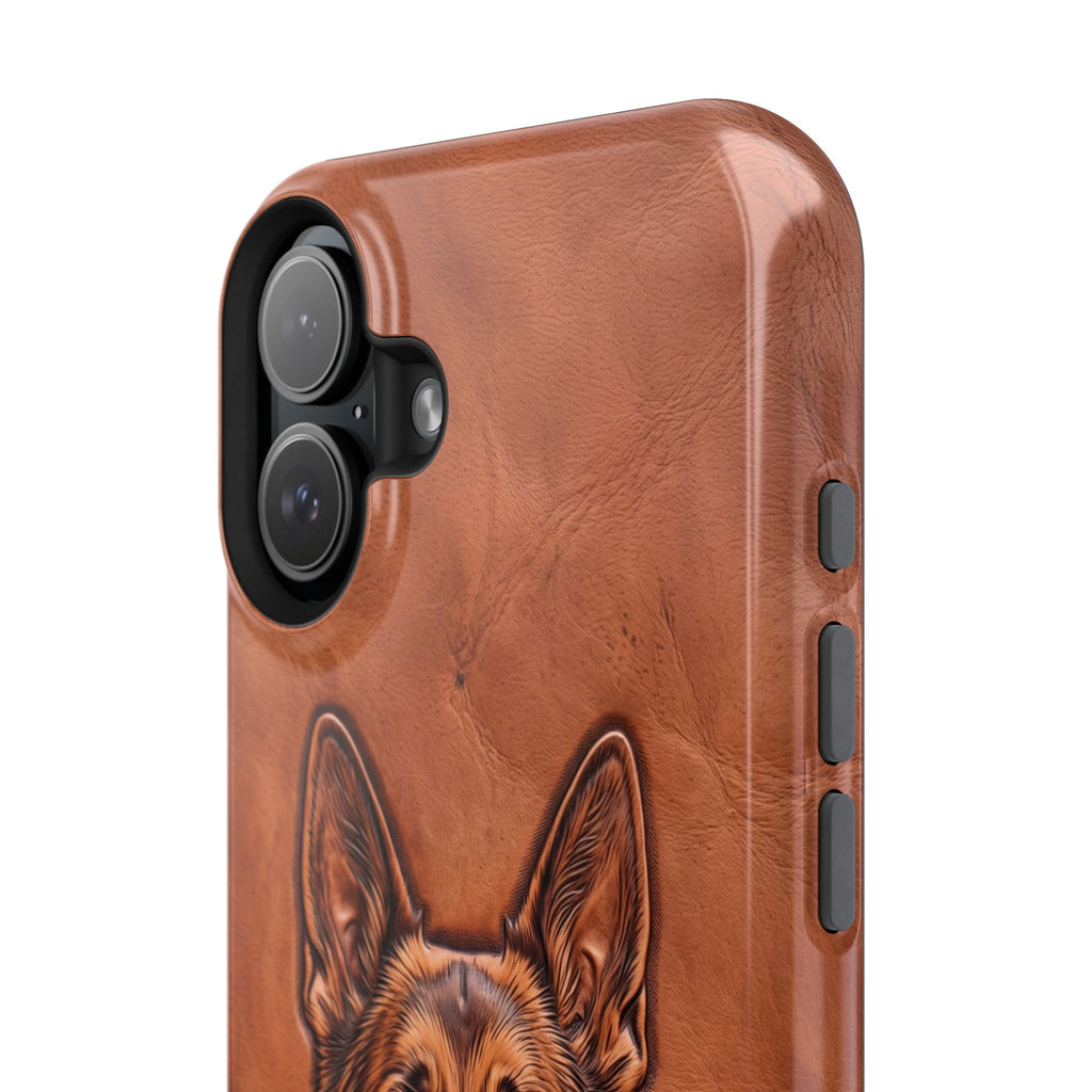 German Shepherd Phone Case | Western Tooled Art — Tough Magnetic Case with Wireless Charging