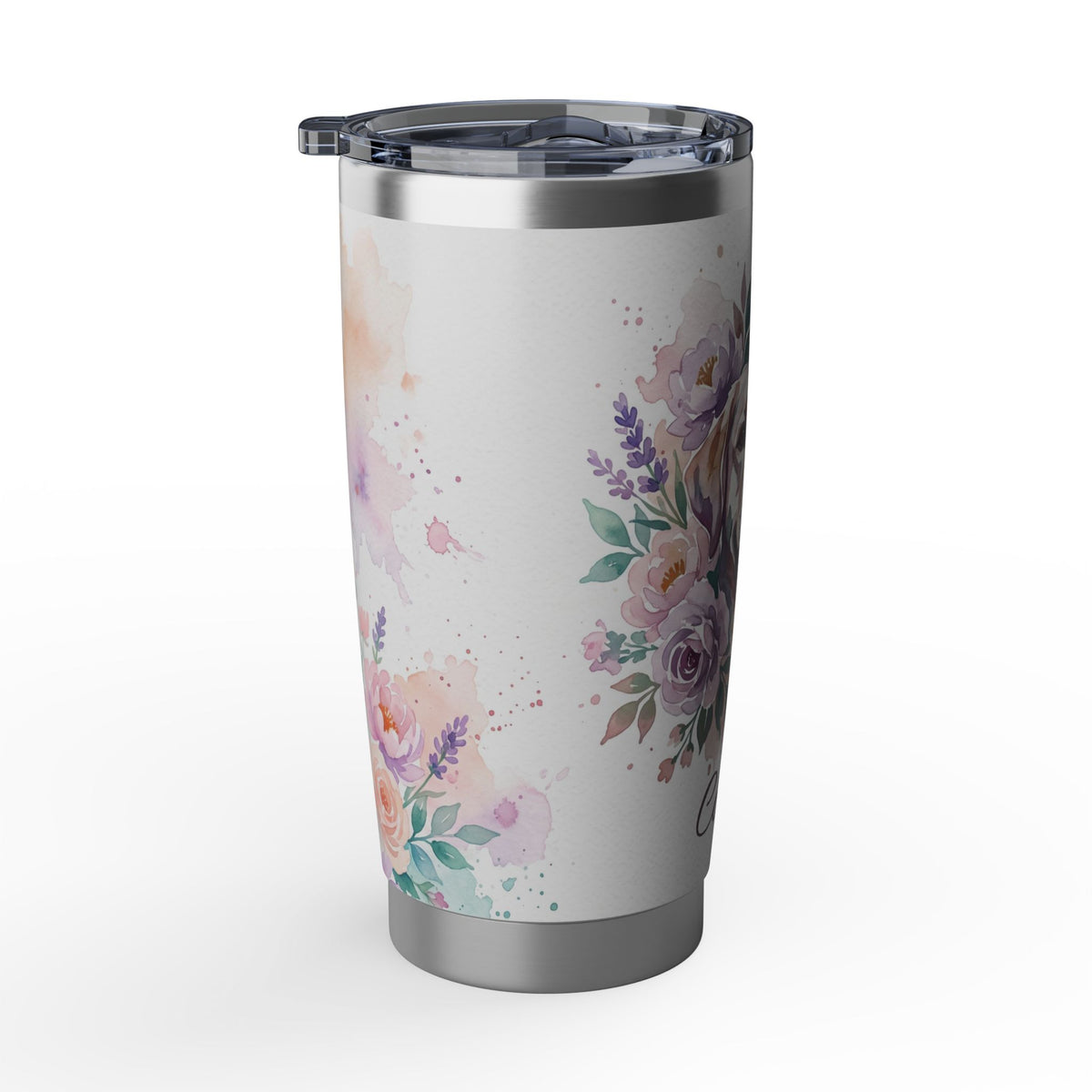 Labrador Personalized Tumbler | Watercolor Floral Art — 20 oz Stainless Travel Mug