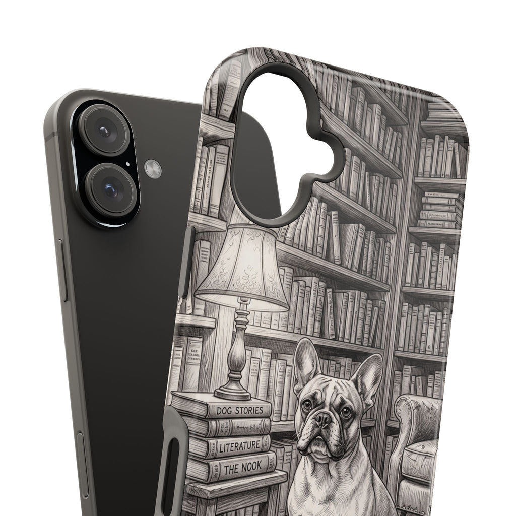 Personalized French Bulldog Library Study Phone Case — Wireless Charging Cover