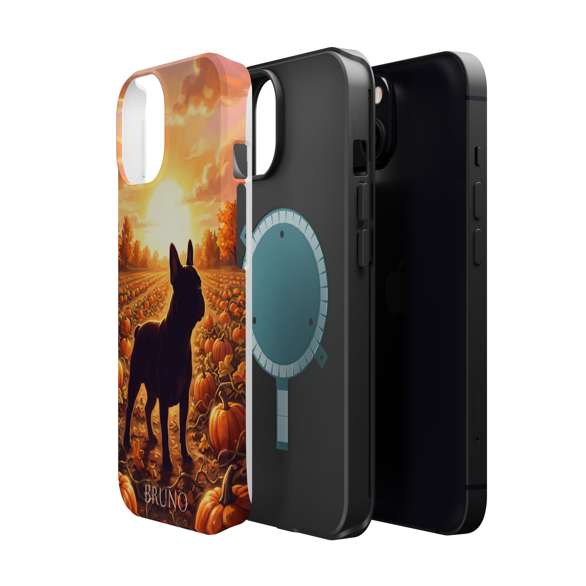 Personalized French Bulldog Pumpkin Patch Phone Case — Wireless Charging Cover