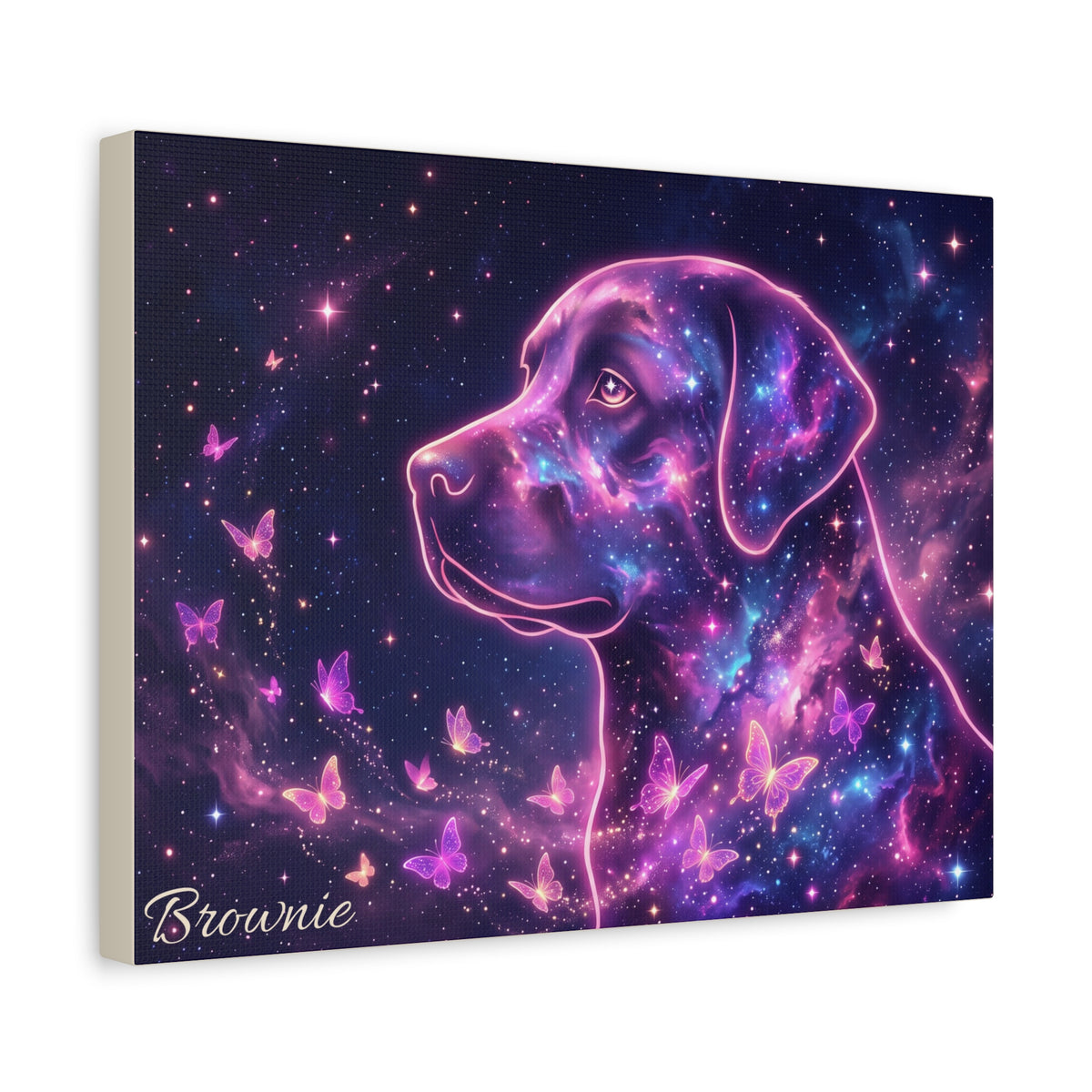 Labrador Personalized Canvas | Cosmic Galaxy Butterfly Wall Art