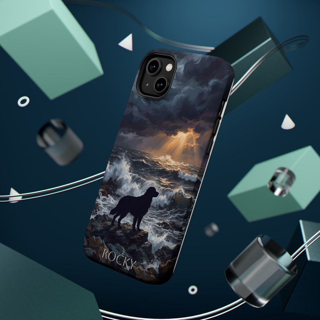 Personalized Golden Retriever Stormy Sea Phone Case — Wireless Charging Cover