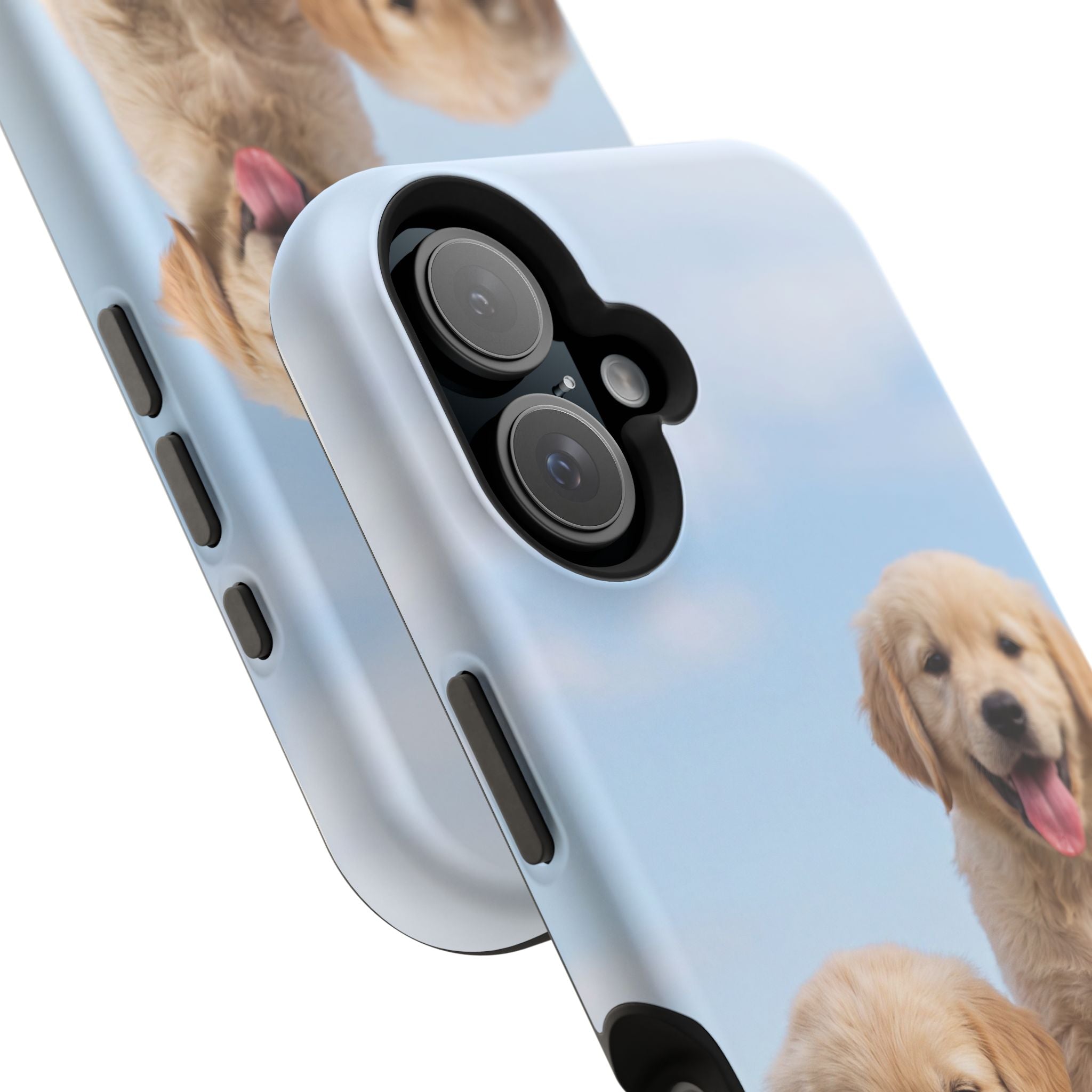 Golden Retriever Puppy Duo Phone Case — Impact-Resistant Wireless Charging Cover
