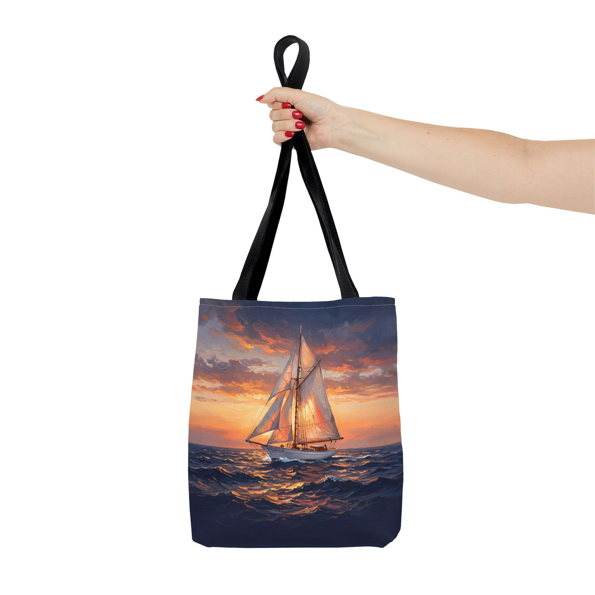 Sailboat Sunset Tote Bag | Painterly Sailing Art Tote for Boat Owners & Sailors