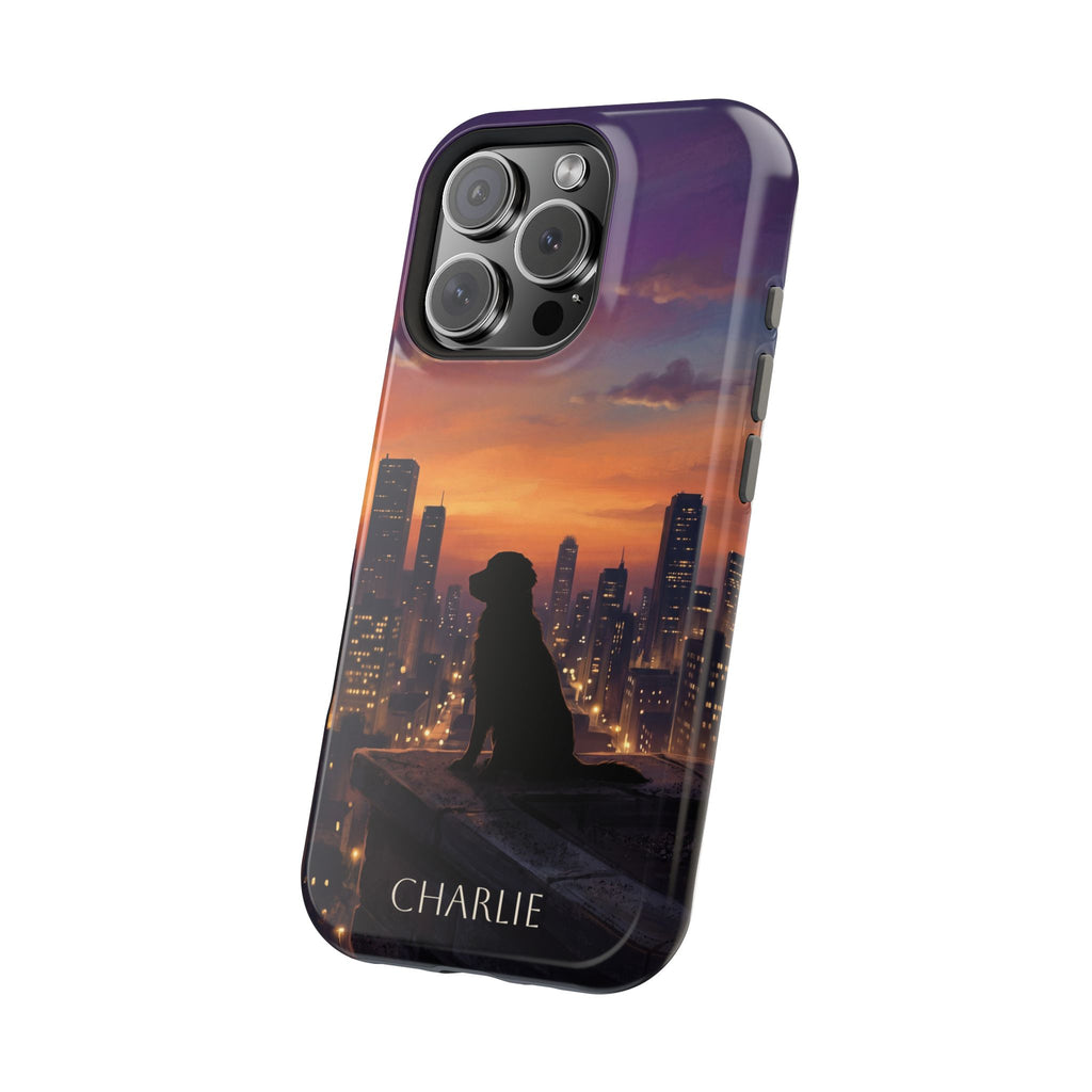 Personalized Golden Retriever City Skyline Phone Case — Wireless Charging Cover