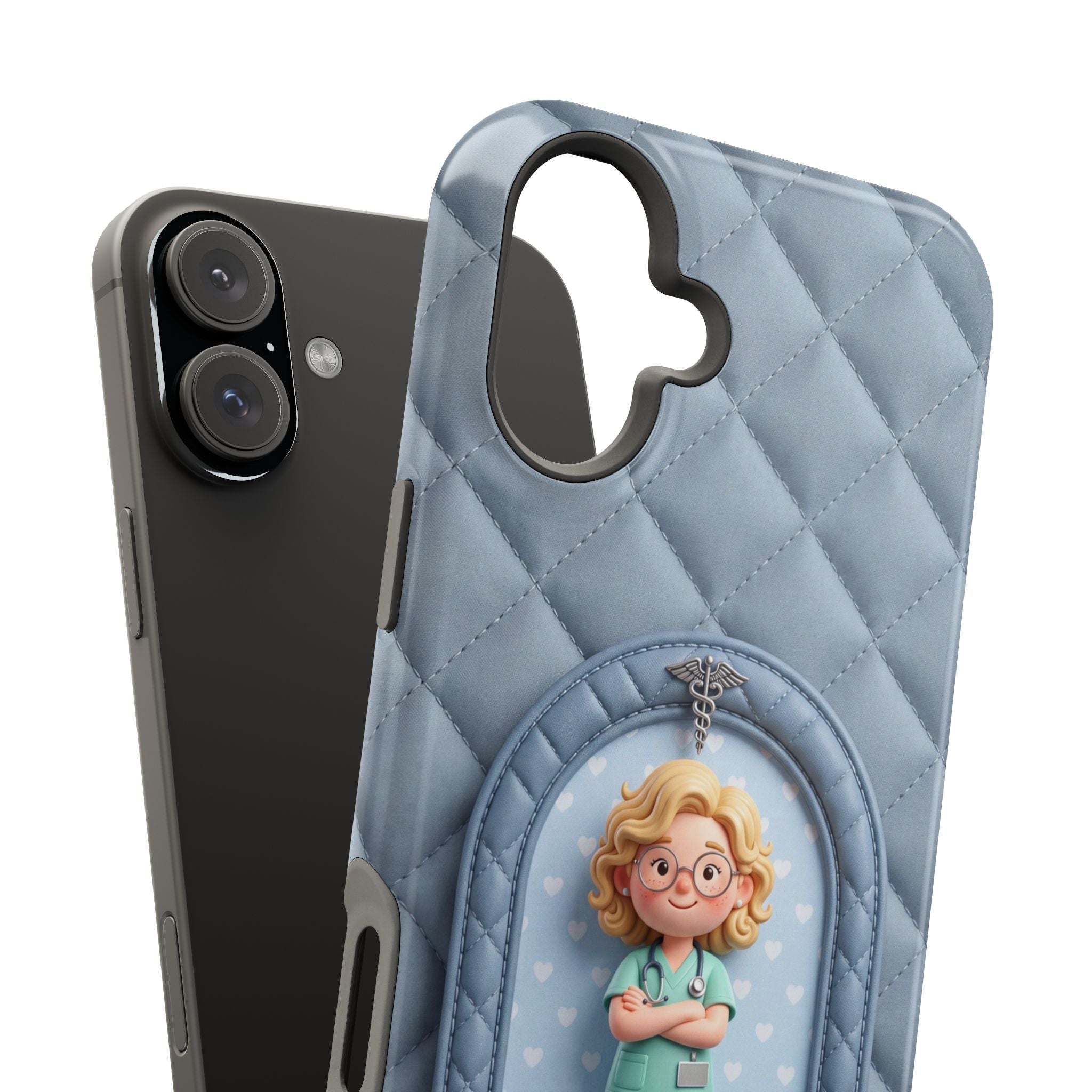 Personalized Quilted Nurse Phone Case — Wireless Charging Cover