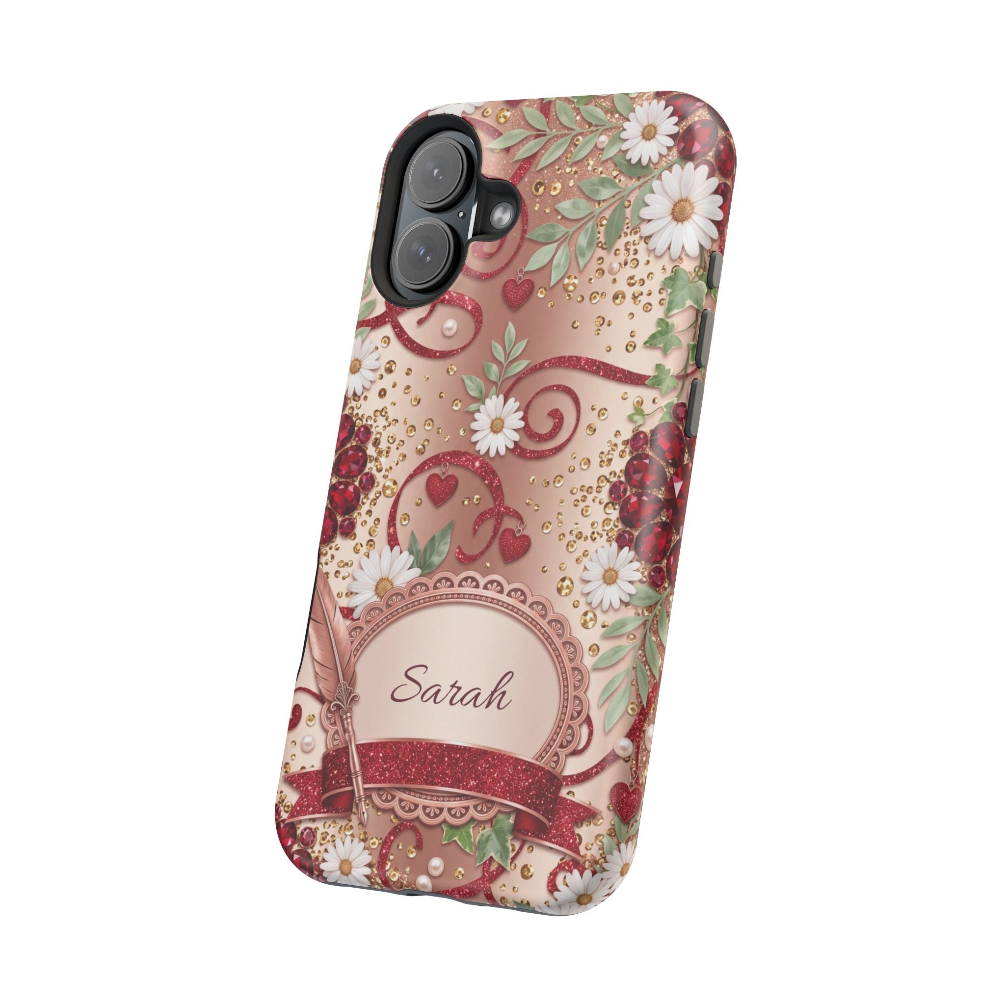 Personalized Vintage Floral Teacher Phone Case — Wireless Charging Cover
