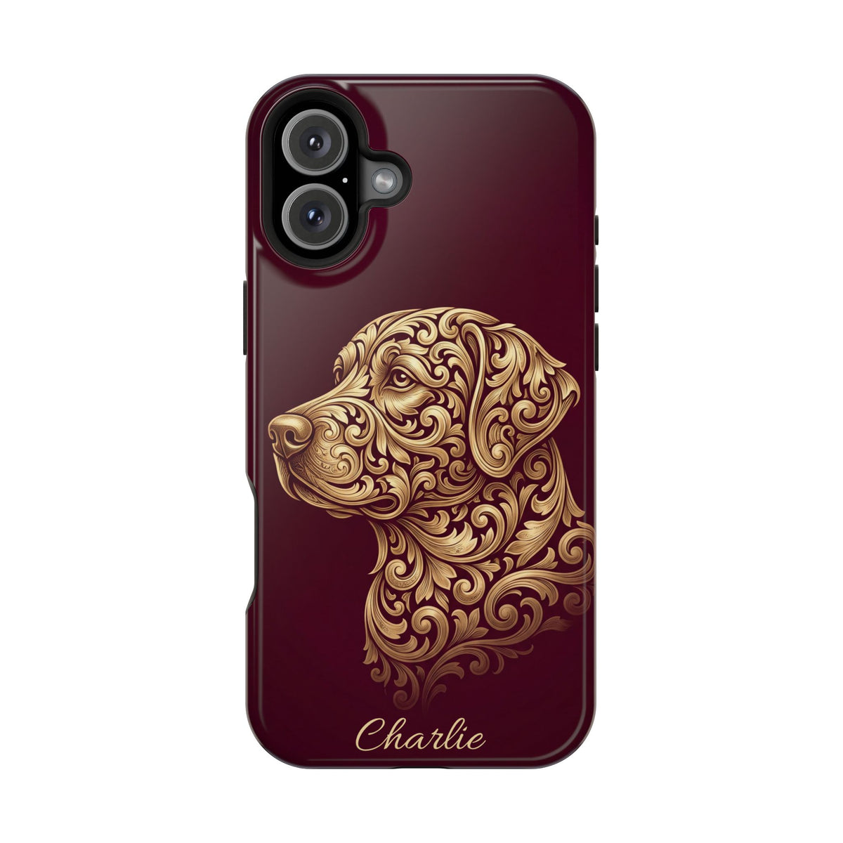 Personalized Gold Filigree Labrador Phone Case — Tough Magnetic Case with Wireless Charging