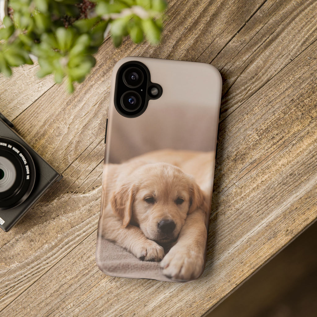 Sleepy Golden Retriever Puppy Phone Case | Cozy Cuddly Puppy Portrait | Samsung & iPhone