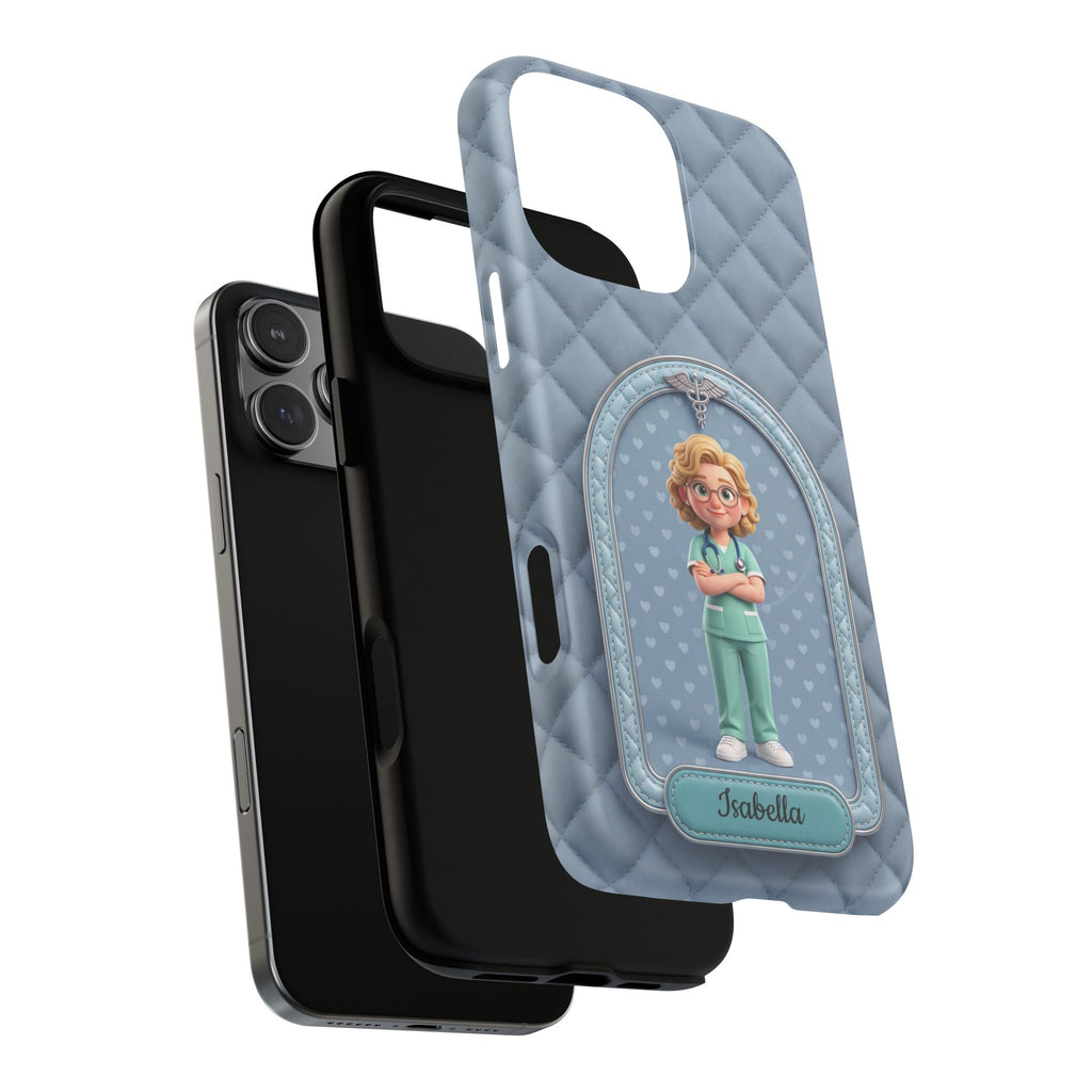 Personalized Nurse Phone Case | Quilted Badge Design, Custom Name iPhone Case