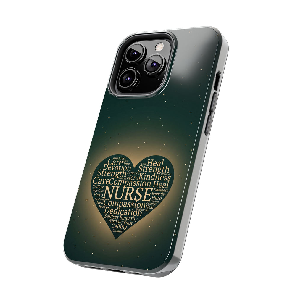 Nurse Heart Tough Phone Case — Inspirational Word Cloud Tribute - iphone and Samsung Galaxy series