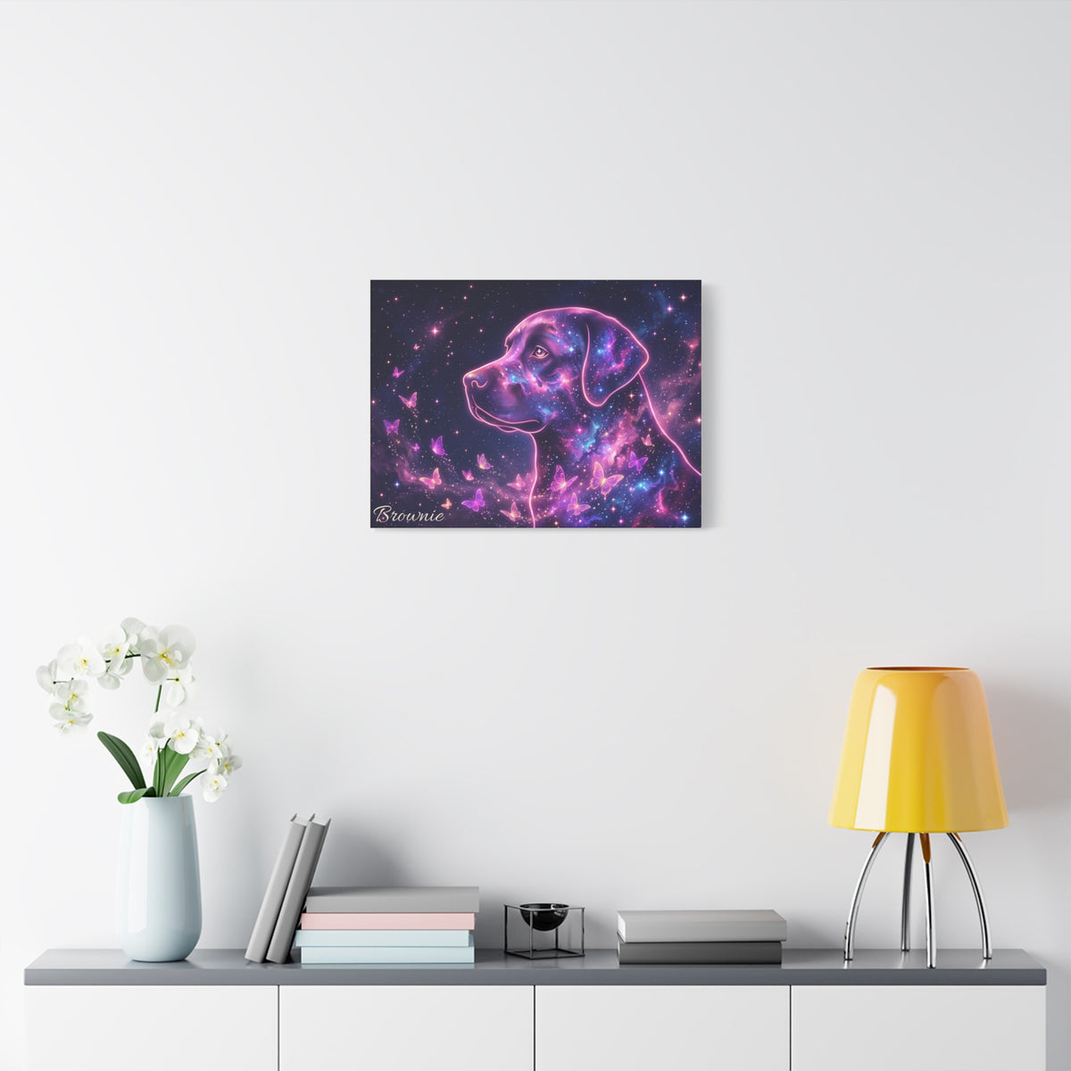 Labrador Personalized Canvas | Cosmic Galaxy Butterfly Wall Art