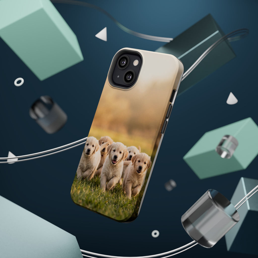 Golden Retriever Puppies Phone Case — Impact-Resistant Wireless Charging Cover