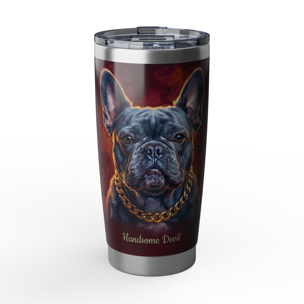 Personalized Frenchie Tumbler – Handsome Devil Travel Mug, Custom Name Gift for Dog Lovers