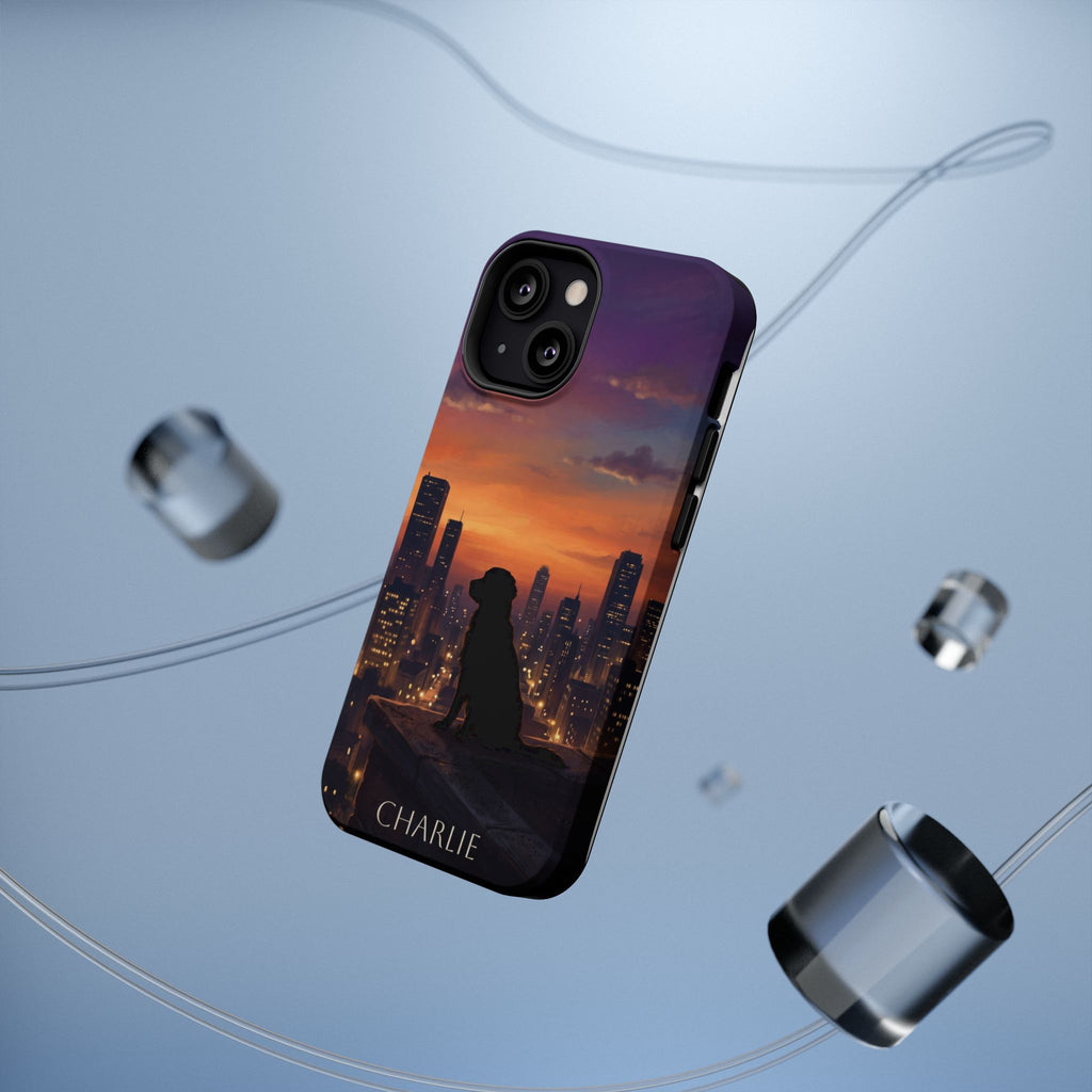Personalized Golden Retriever City Skyline Phone Case — Wireless Charging Cover