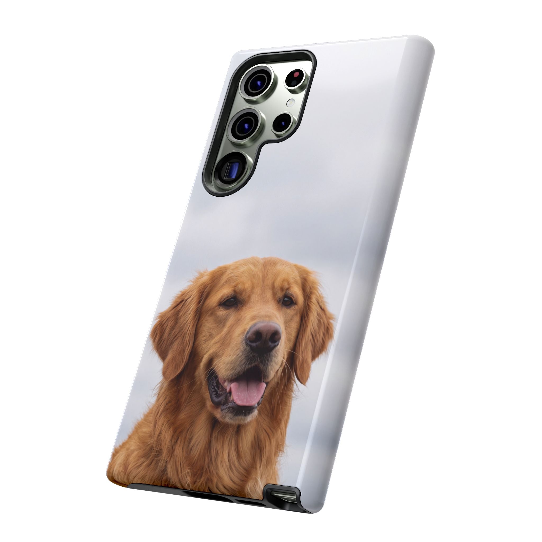 Golden Retriever Portrait Phone Case | Happy Dog Photo on Soft Sky Background | Samsung & iPhone