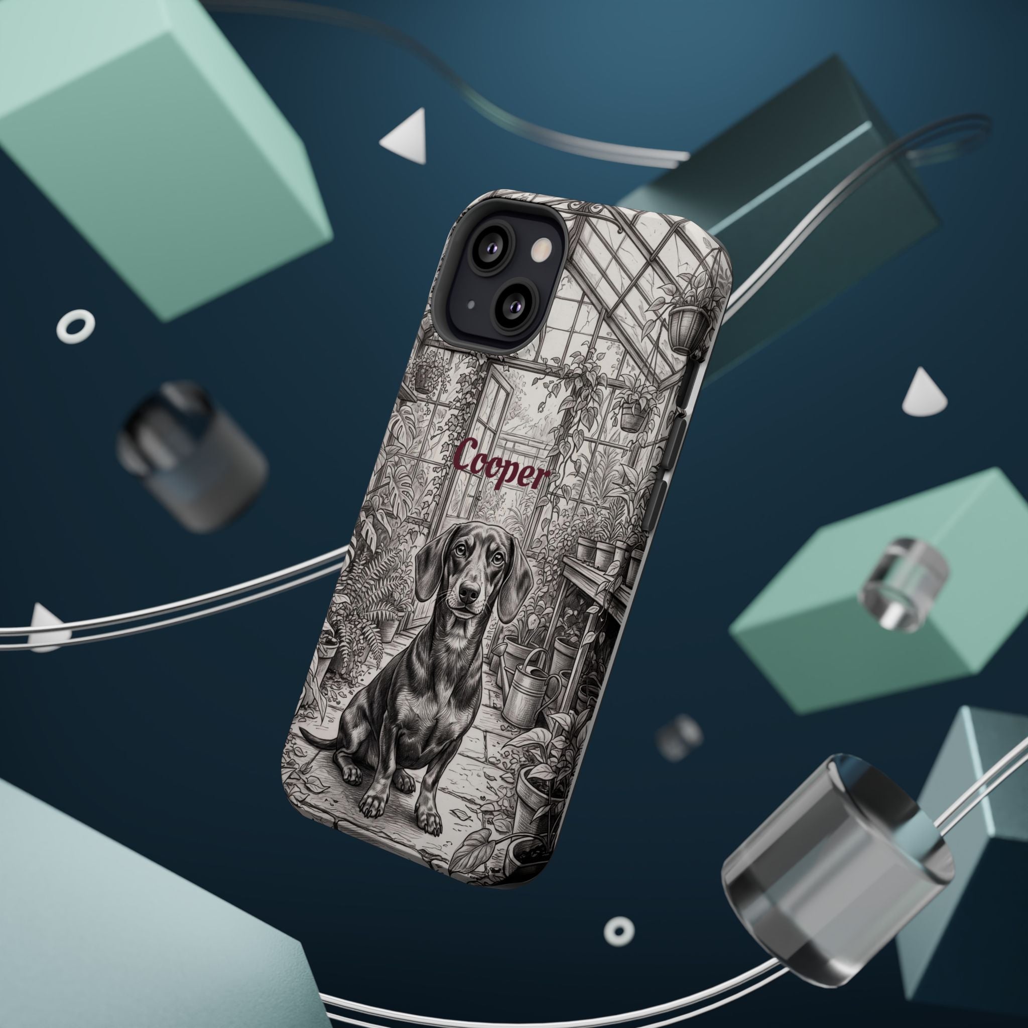 Personalized Dachshund Vintage Greenhouse Phone Case — Wireless Charging Cover