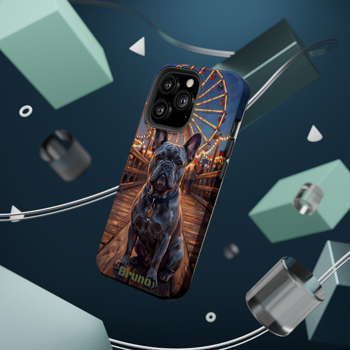Personalized French Bulldog Pier Lights Phone Case — Wireless Charging Cover