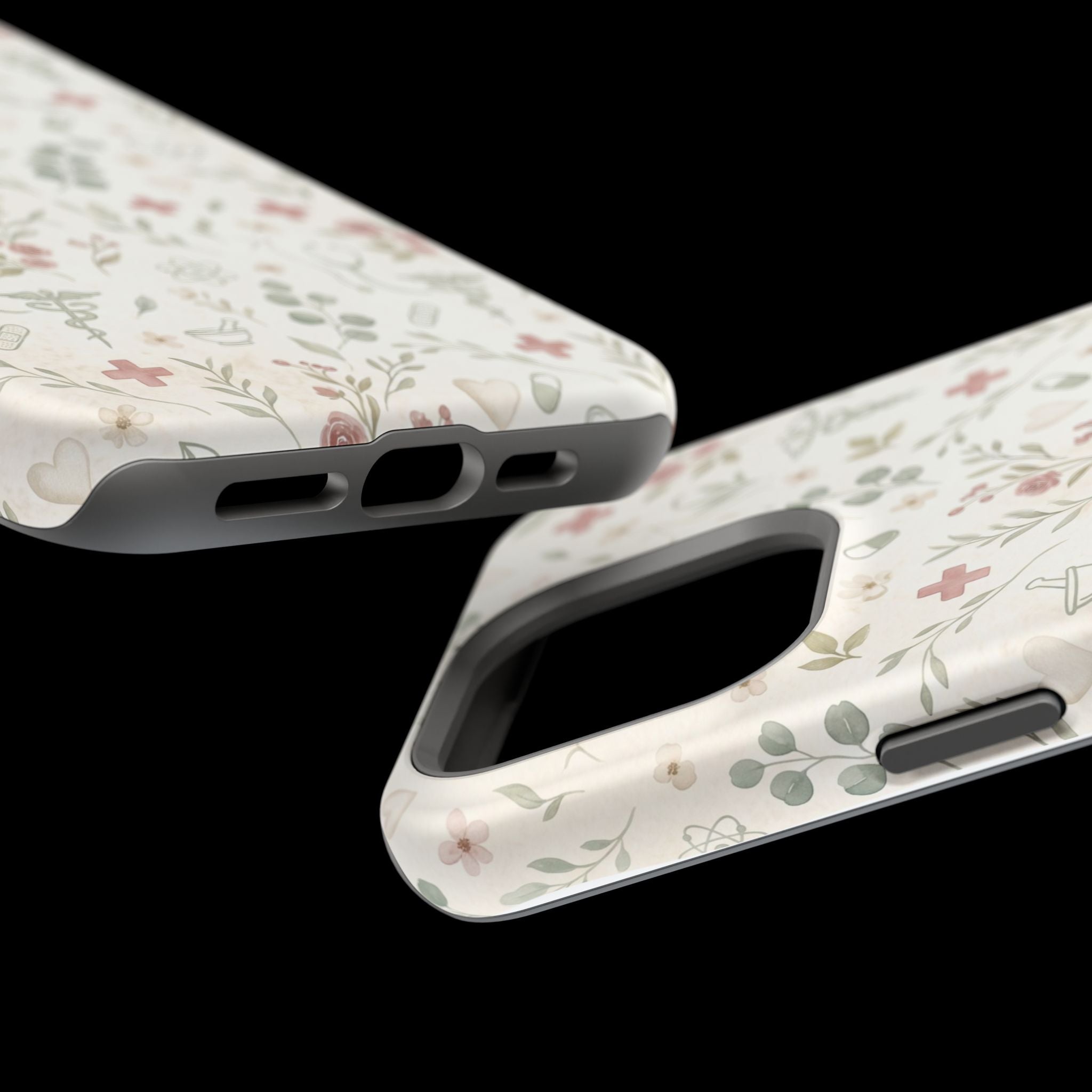 Floral Nurse Phone Case — Impact-Resistant Wireless Charging Cover