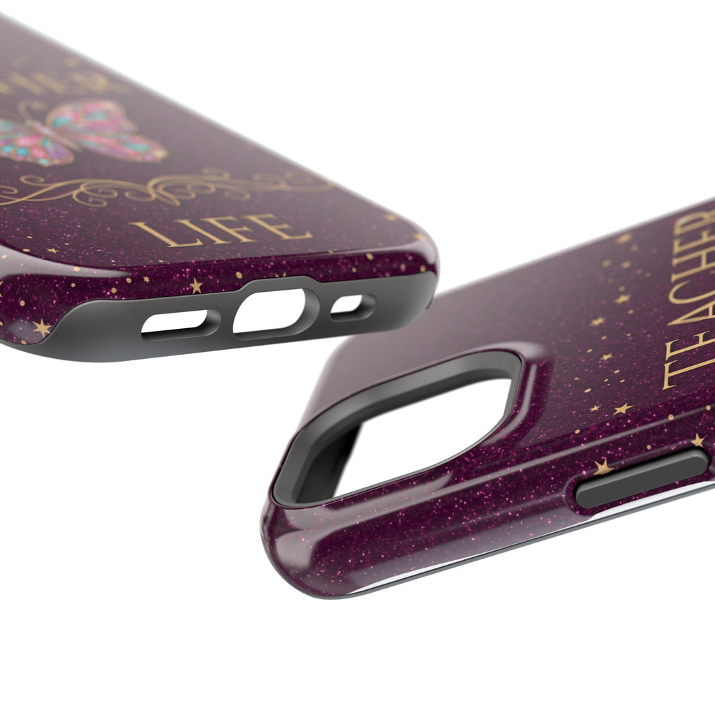 Teacher Life Glitter Butterfly Phone Case — Wireless Charging Cover