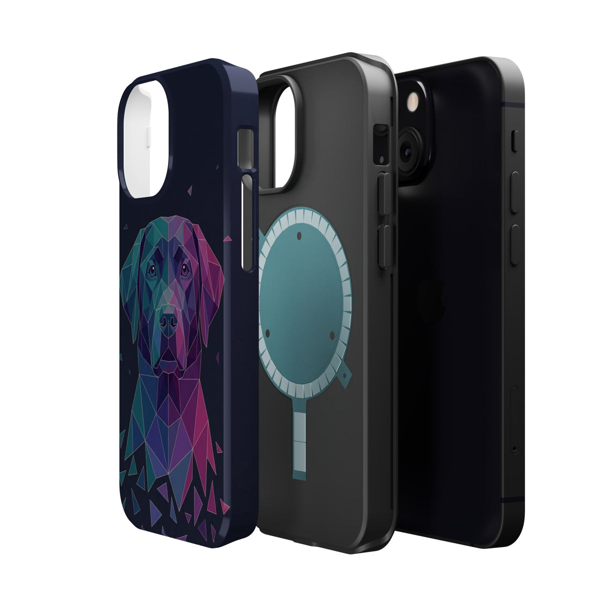 Geometric Labrador Phone Case — Tough Magnetic Case with Wireless Charging
