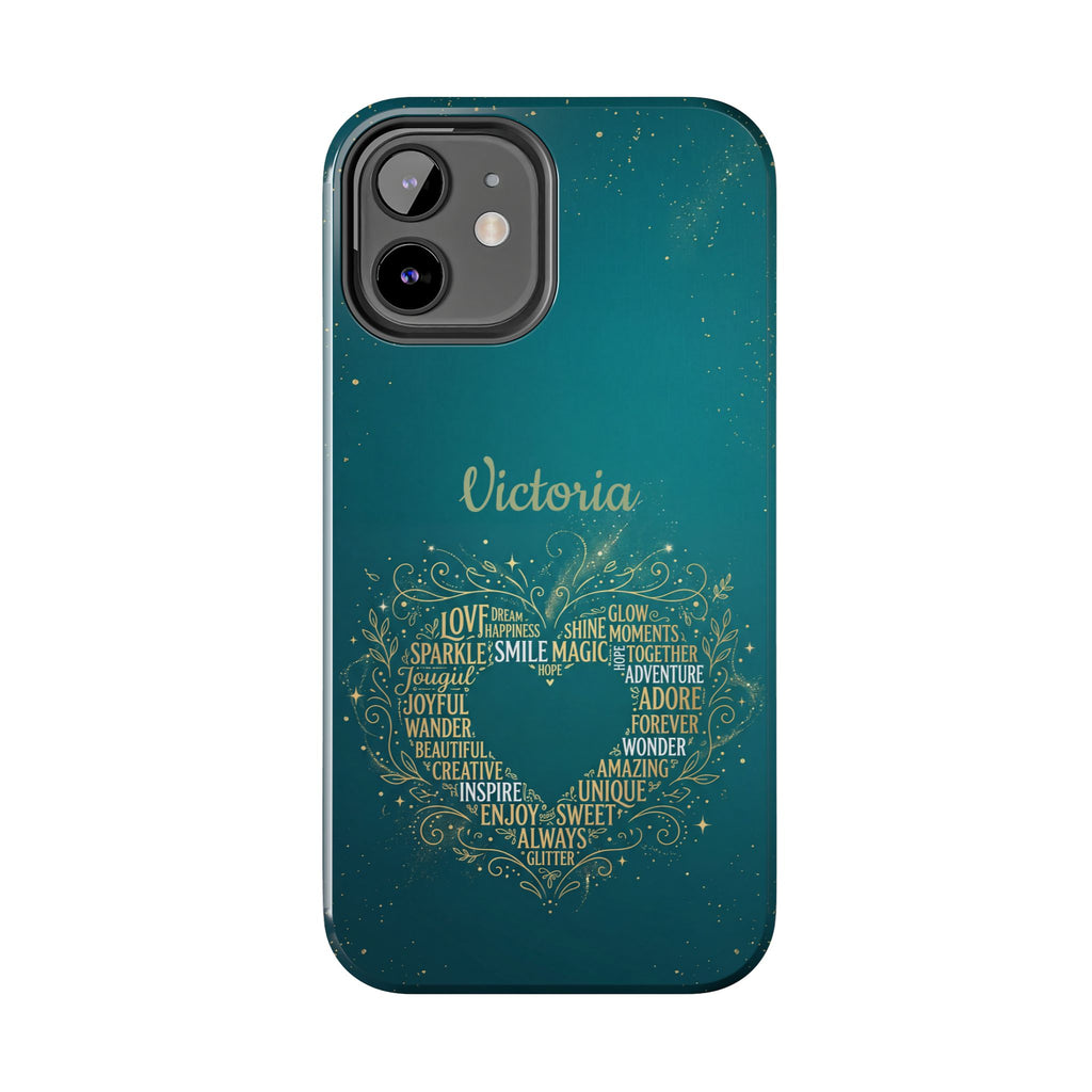 Personalized Teacher Phone Case — Custom Name Heart Word Art Design