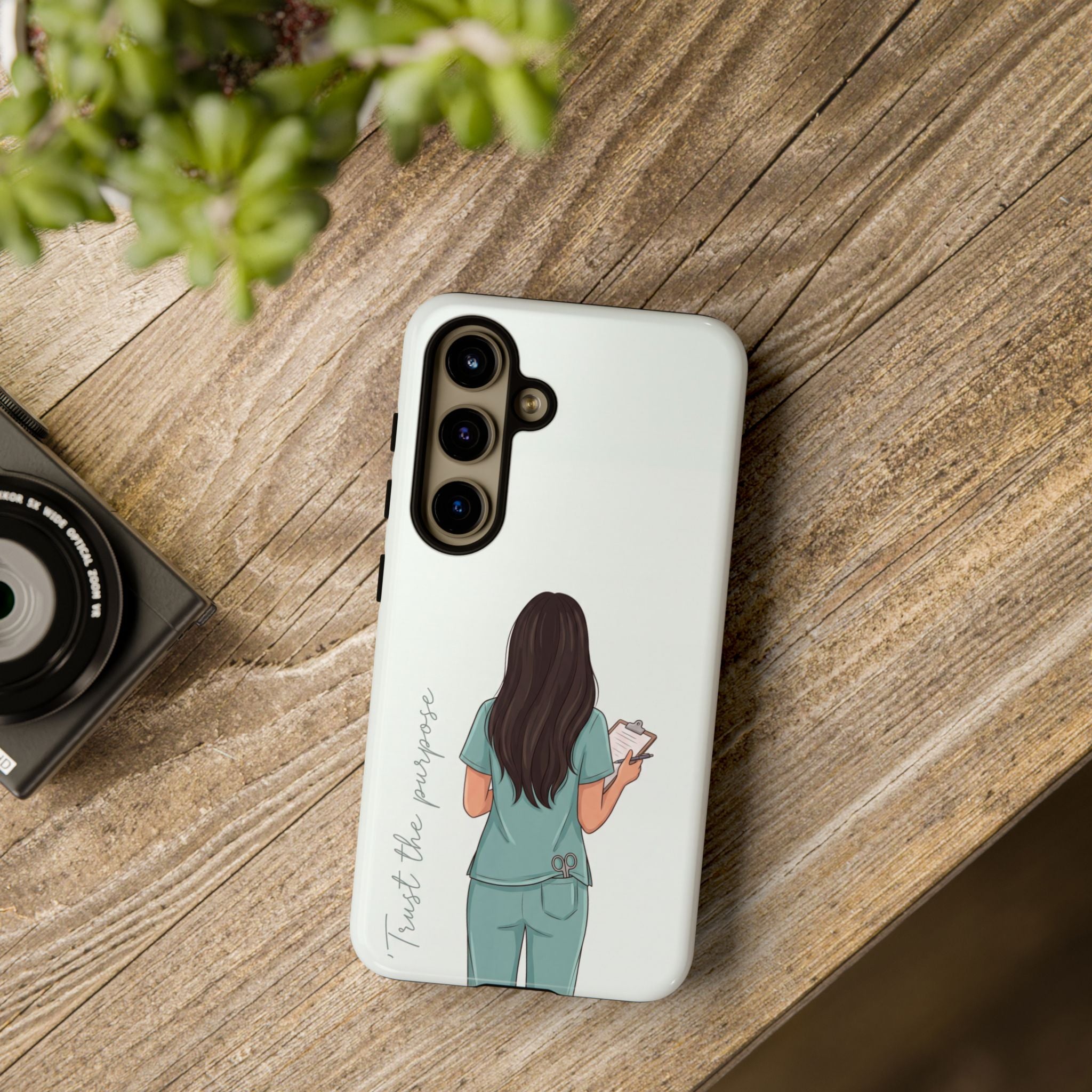 "Trust the Purpose" Nurse Phone Case | Illustrated Nurse in Scrubs Design | iPhone & Samsung
