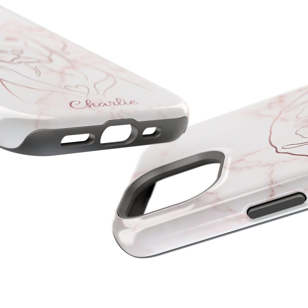 Personalized Rose Gold Marble Labrador Phone Case — Tough Magnetic Case with Wireless Charging