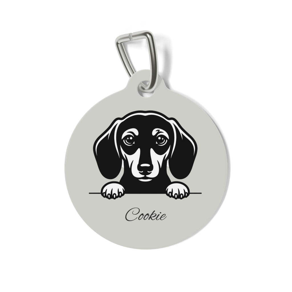 Personalized Dachshund Peeking Pet Tag – Custom Photo & Name Dog ID Tag
