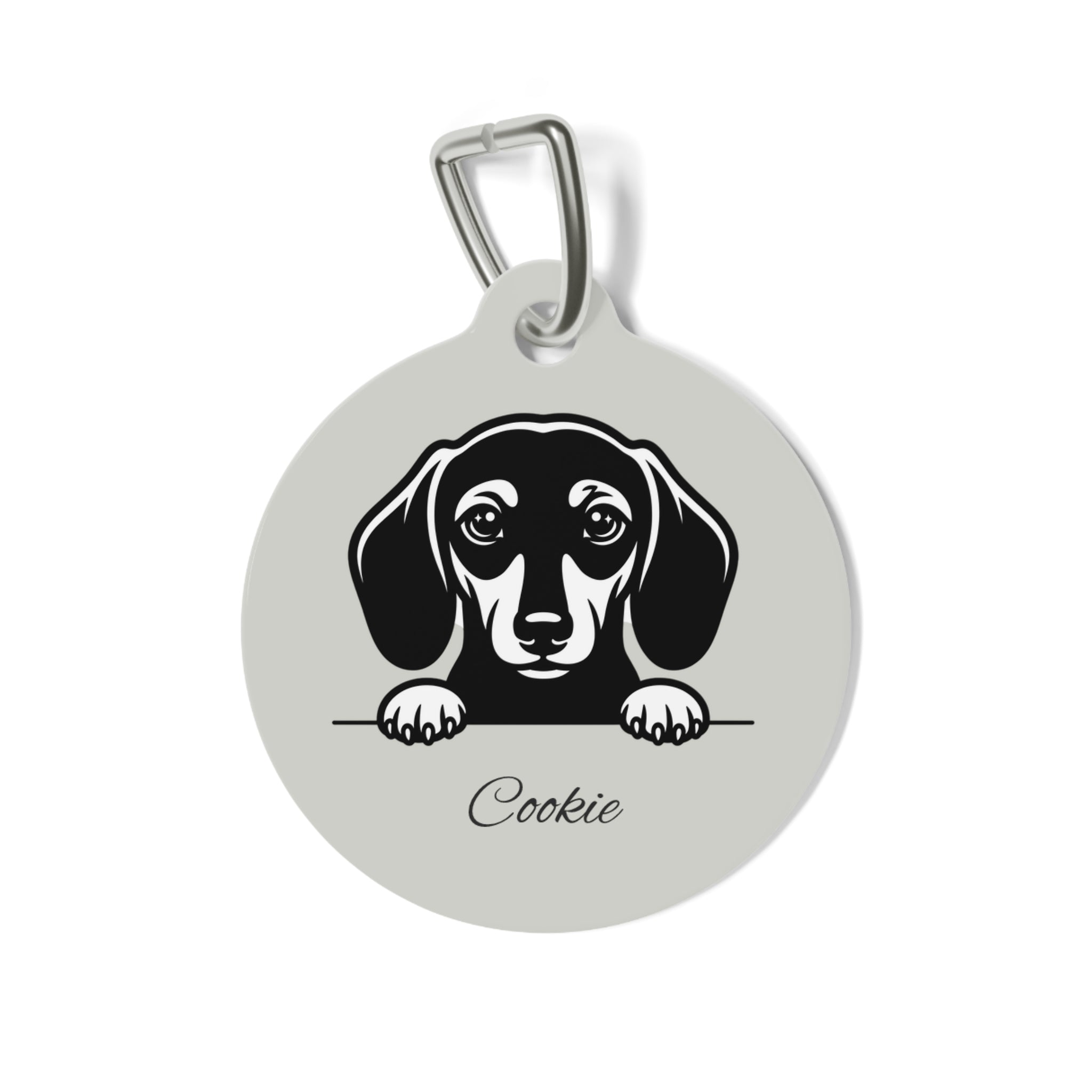 Personalized Dachshund Peeking Pet Tag – Custom Photo & Name Dog ID Tag
