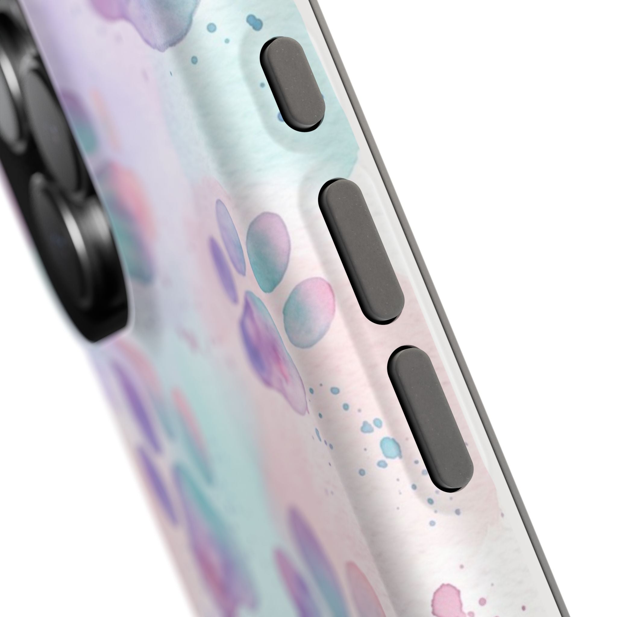 Watercolor Paw Print Phone Case — Impact-Resistant Wireless Charging Cover
