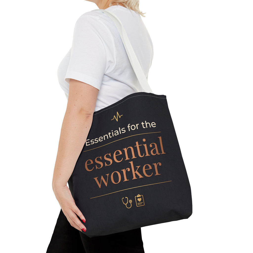 Essentials for the Essential Worker Tote | Healthcare Worker Gift Tote Bag | Nurse Doctor Appreciation Gift | Premium Polyester Carry-All