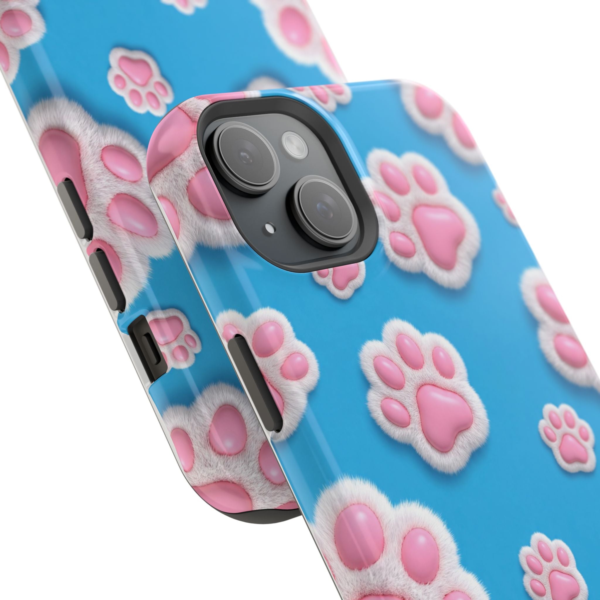 Fluffy Paw Print Phone Case | Cute 3D Pink Paw Pattern Case for Dog & Cat Lovers | iPhone & Samsung