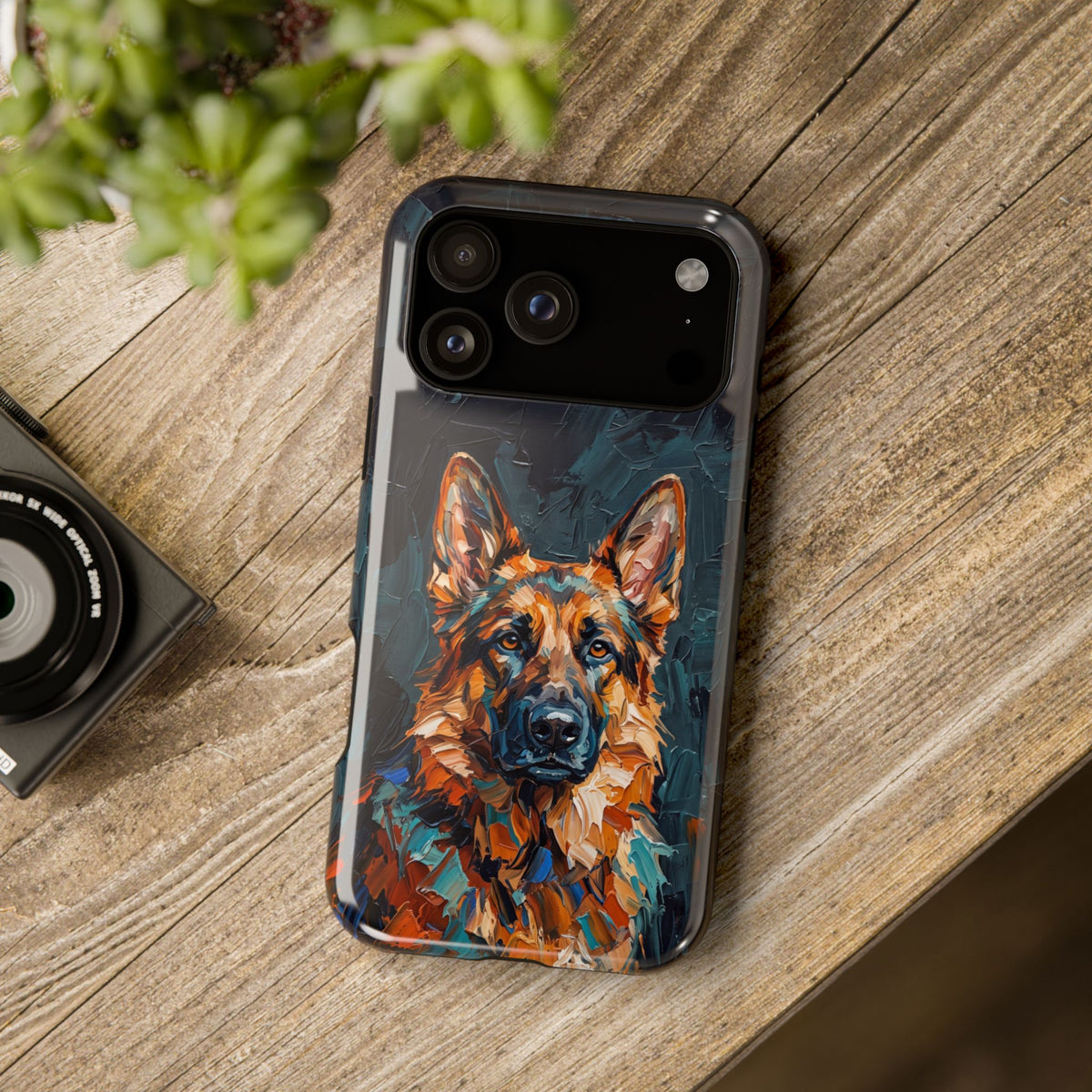 German Shepherd Phone Case | Palette Knife Painting Art — Tough Magnetic Case with Wireless Charging