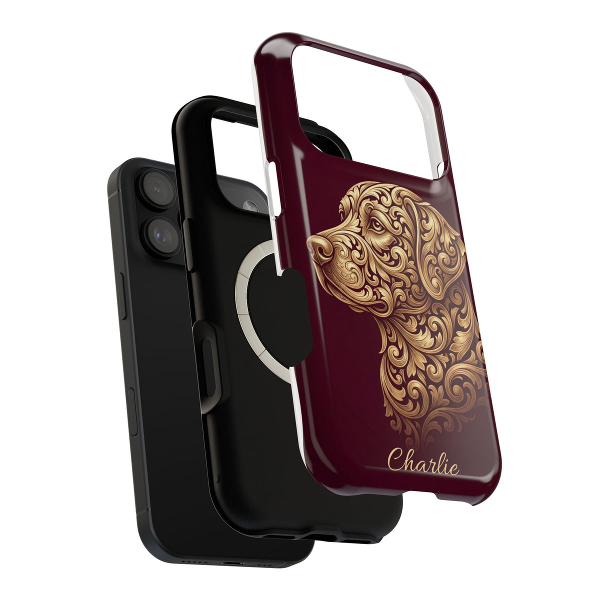 Personalized Gold Filigree Labrador Phone Case — Tough Magnetic Case with Wireless Charging