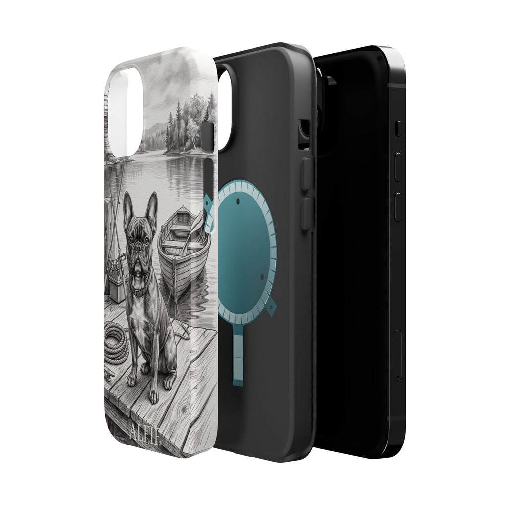 Personalized French Bulldog Lakeside Dock Phone Case — Wireless Charging Cover