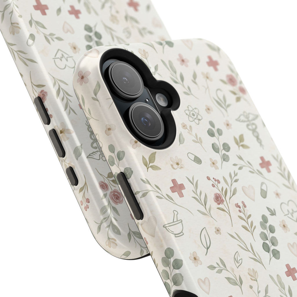 Floral Nurse Phone Case — Impact-Resistant Wireless Charging Cover