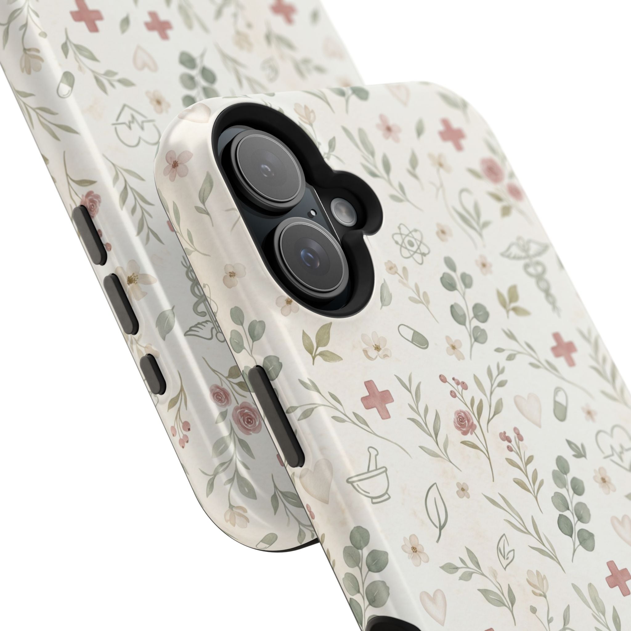 Floral Nurse Phone Case — Impact-Resistant Wireless Charging Cover