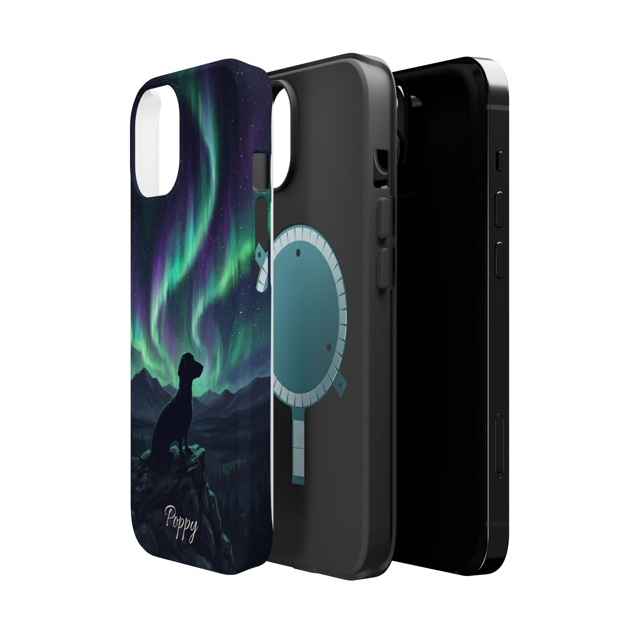 Personalized Dachshund Northern Lights Phone Case — Wireless Charging Cover