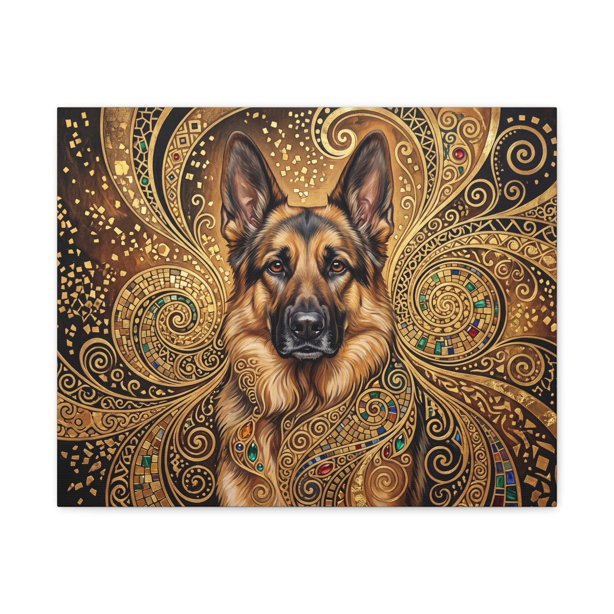 German Shepherd Canvas | Gilded Gold Swirl Wall Art
